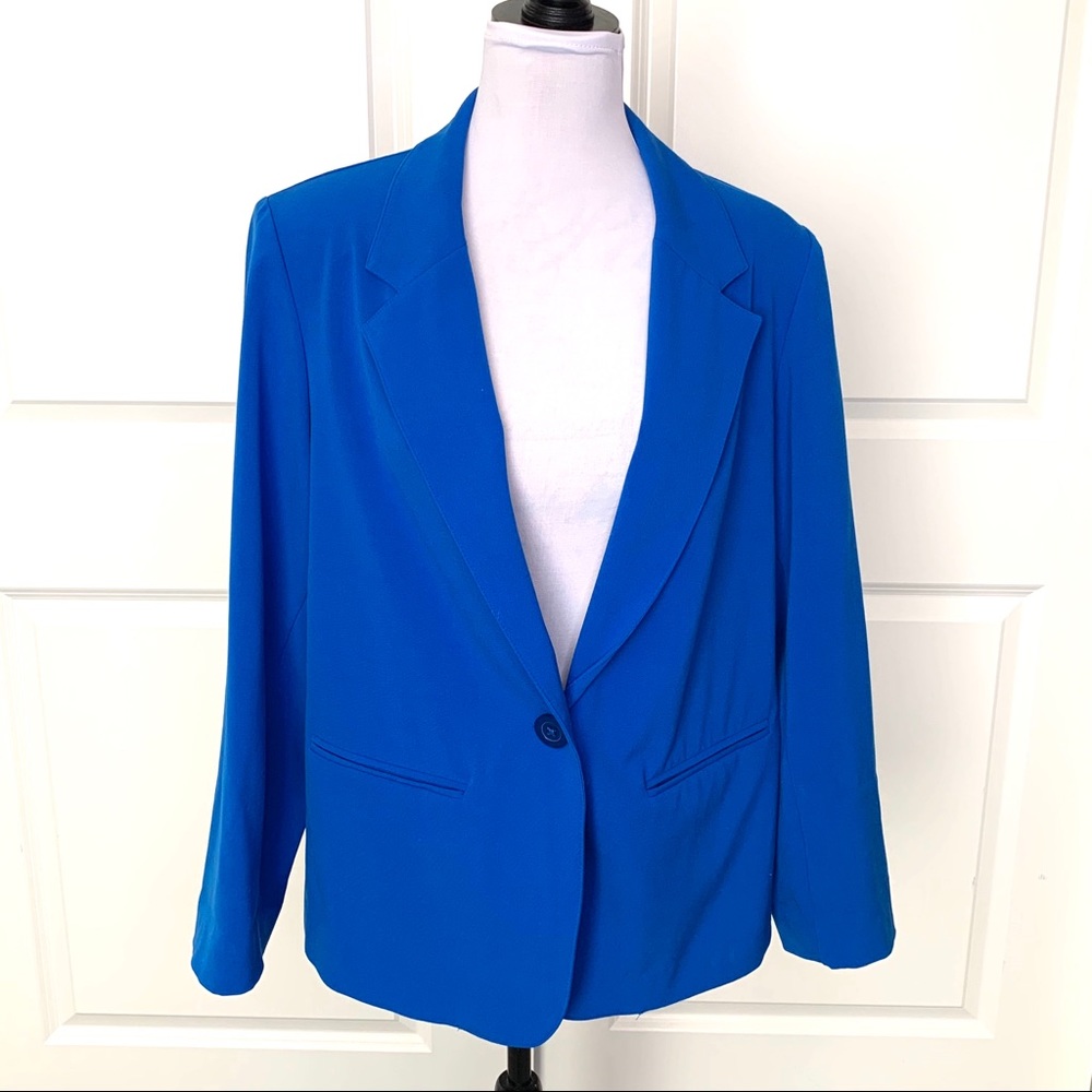 1X Briggs Boyfriend Cobalt Blue Plus Size Blazer - Picture 1 of 3